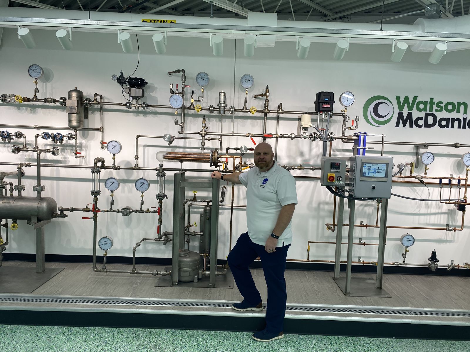 Steam training wall with gauges