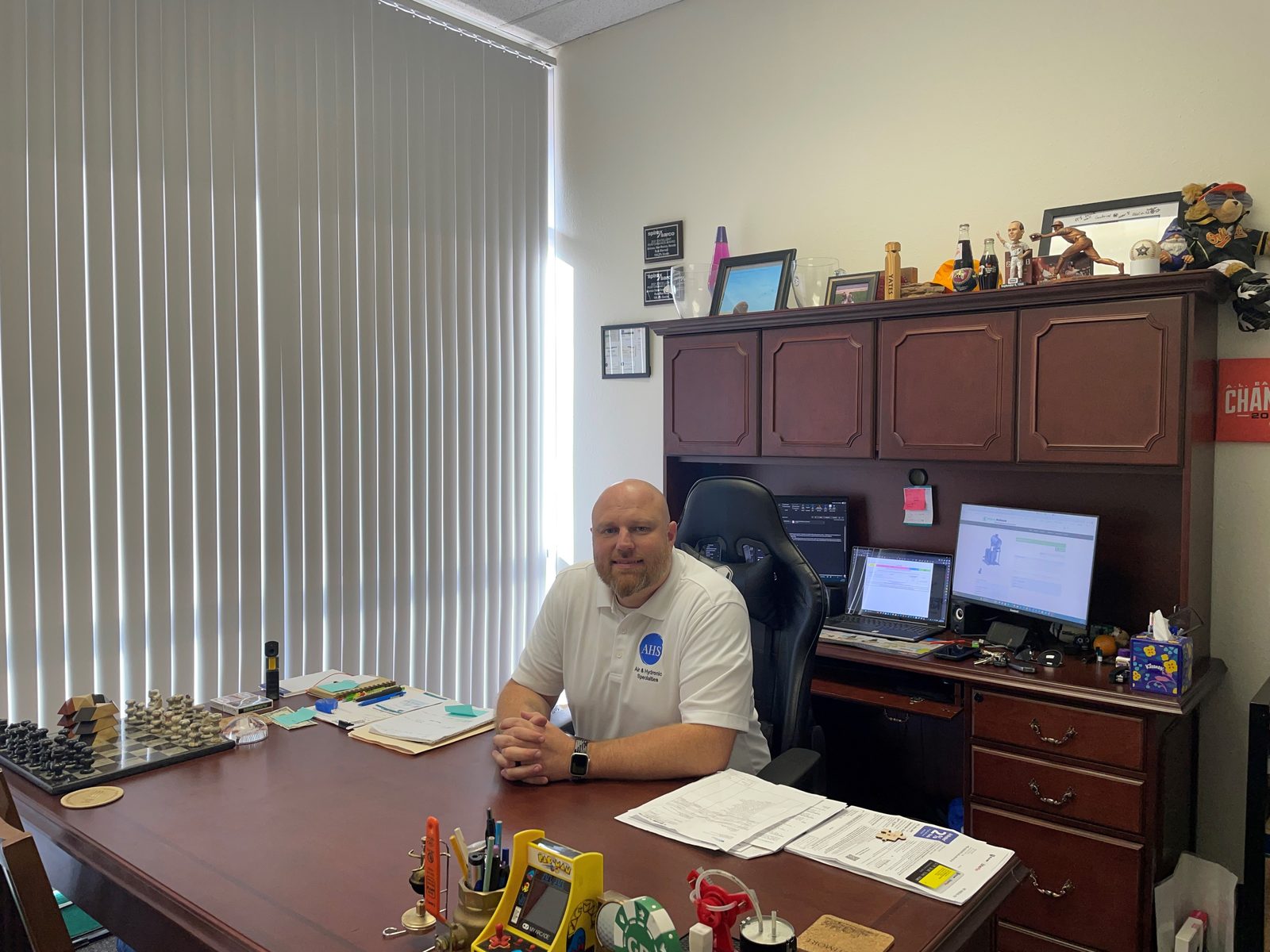 Rob Warnell at his desk in the AHS Las Vegas office